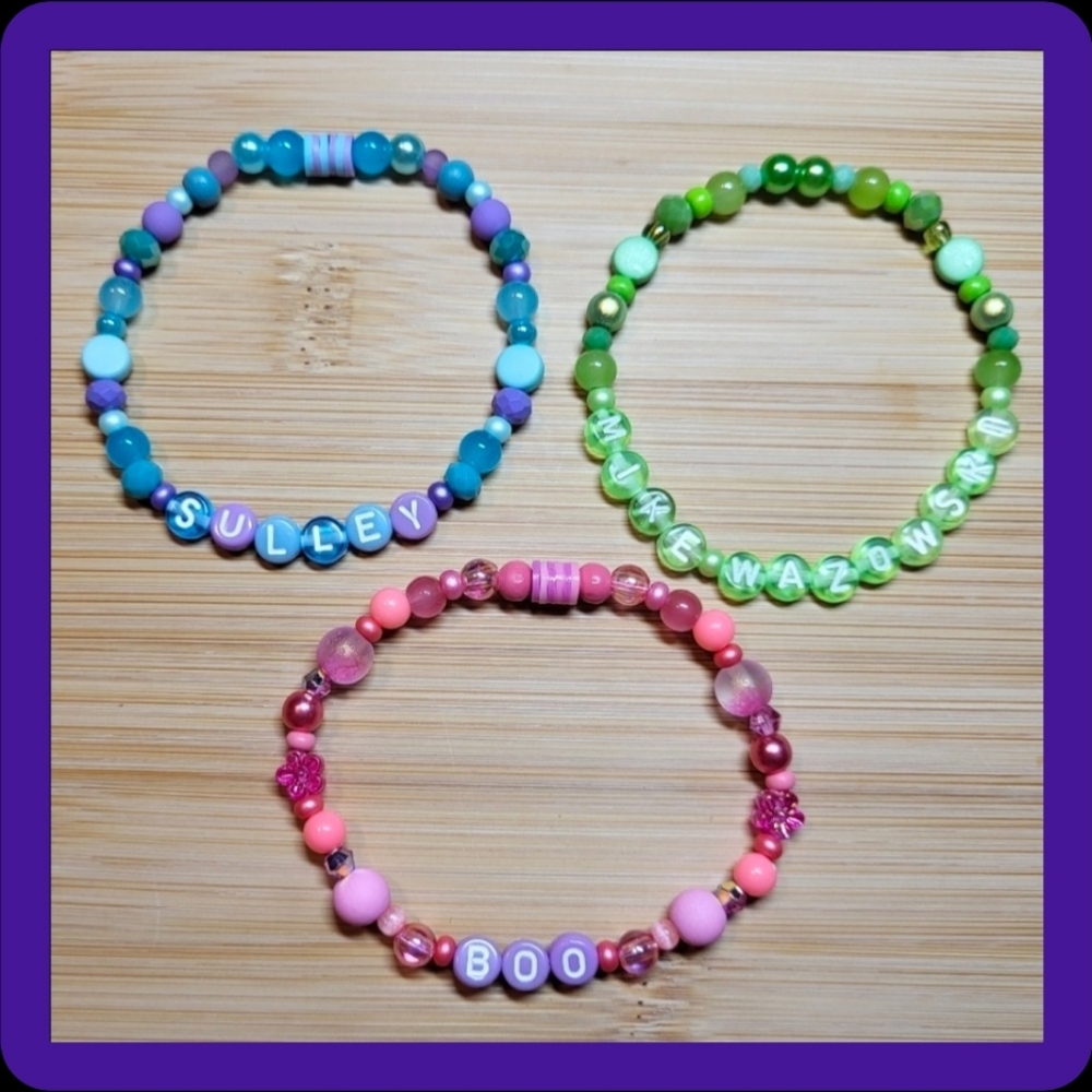 Monsters Inc. Friendship Bracelet Bubdle Of 3, Size 7.5"